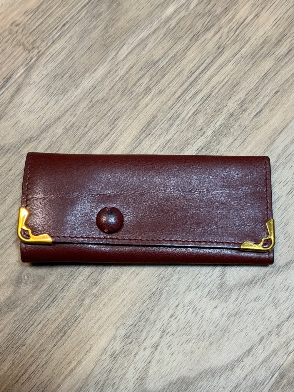 Cartier Burgundy Leather Key Holder with Gold Corners